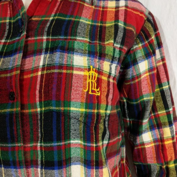 Lauren Ralph Lauren Plaid Flannel Button Up Top - Picture 2 of 6